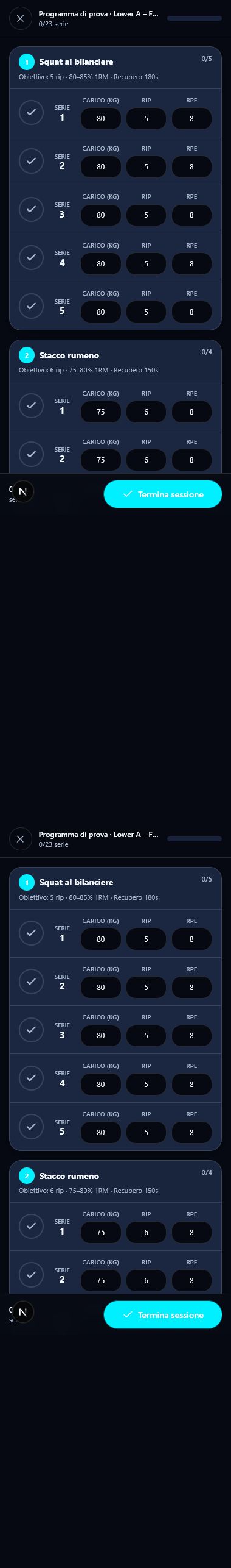 My KT Fitness Session Mode während eines Trainings